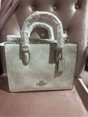 Coach Cream Signature Structured Satchel